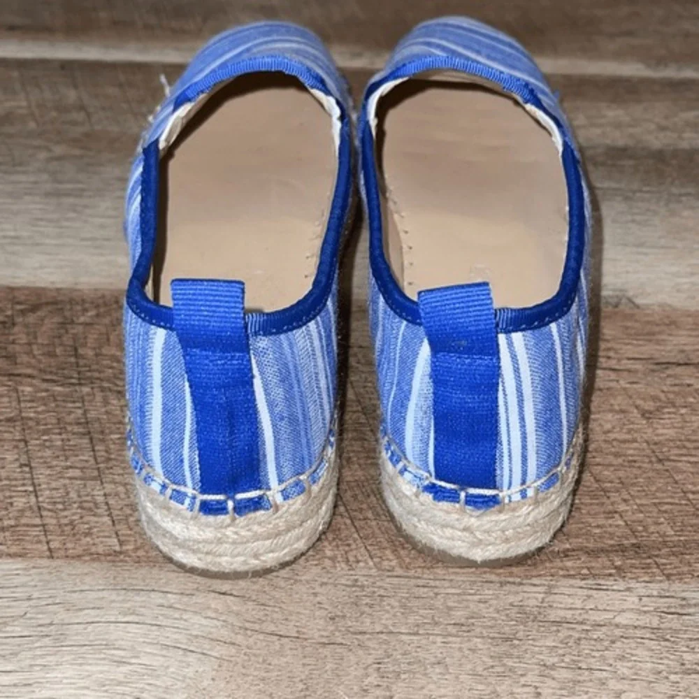 J. McLaughlin Multi Striped Blue White Canvas Espadrilles Size‎ 7